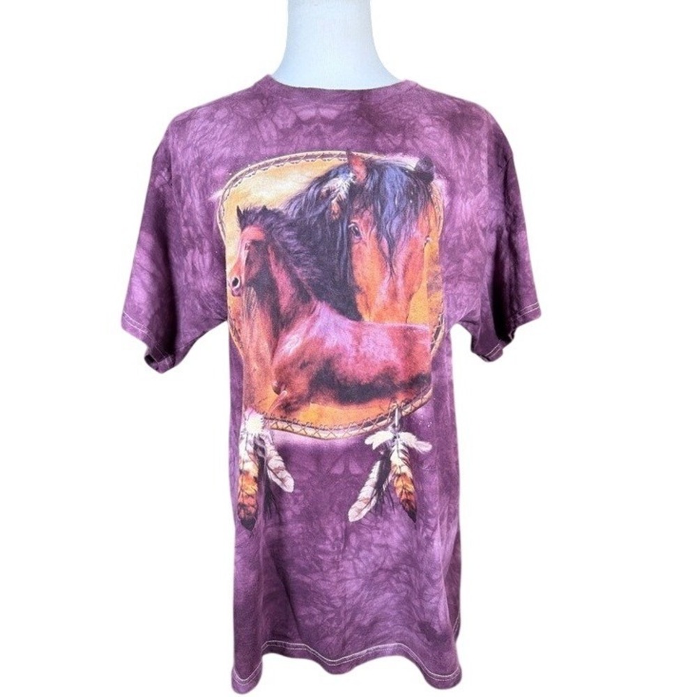 Delta Pro Weight T-Shirt Adult XL Horse Dreamcatcher Purple Tie-Dye Graphic Tee